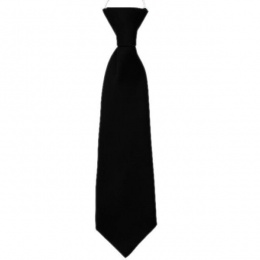 Boys Black Plain Satin Tie on Elastic